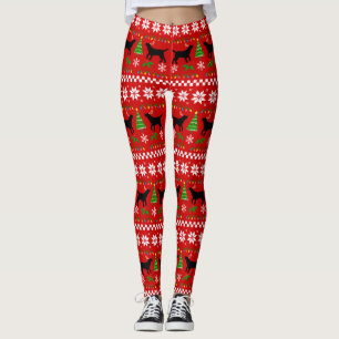 Legging Teste padrão feio do Natal dos Antlers pretos de