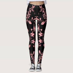 Legging Teste padrão floral cor-de-rosa no exercício das