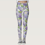 Legging Teste padrão floral do Hydrangea roxo<br><div class="desc">Estas caneleiras florais tê-lo-ão vestido no estilo. Este hydrangea delicado do roxo e da lavanda das características de design floresce em um fundo branco. Projetado pelo ©Tim mundialmente famoso Coffey do artista.</div>