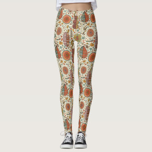 Legging Teste padrão floral do verão feito das folhas