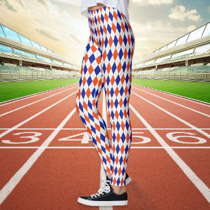 Legging Teste padrão formal alaranjado e azul de Argyle d
