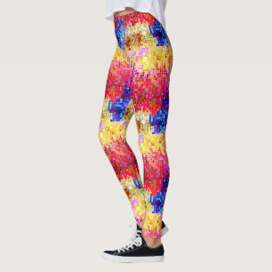 Legging Teste padrão geométrico pequeno colorido da