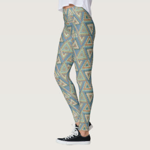 Legging Teste padrão indiano tribal azul exterior de Ge