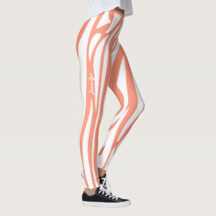 Legging Teste padrão listrado da zebra do coral