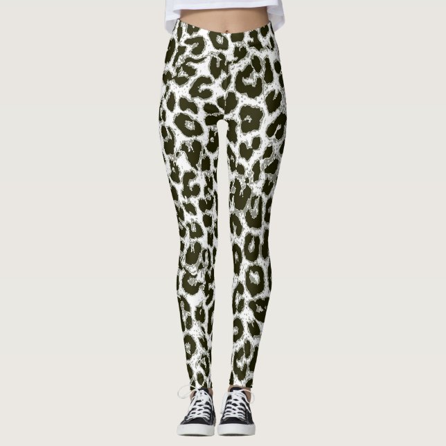 Legging Teste padrão moderno #12 da pele do leopardo (Frente)