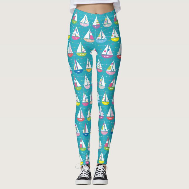 Legging Teste padrão Pastel do veleiro (Frente)