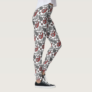Legging Teste padrão, preto, branco e vermelho de Paisley