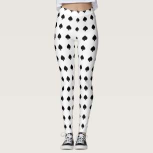Legging teste padrão preto das pás no branco