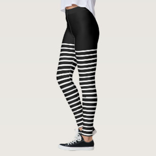 Legging Teste padrão preto e branco das listras listrado