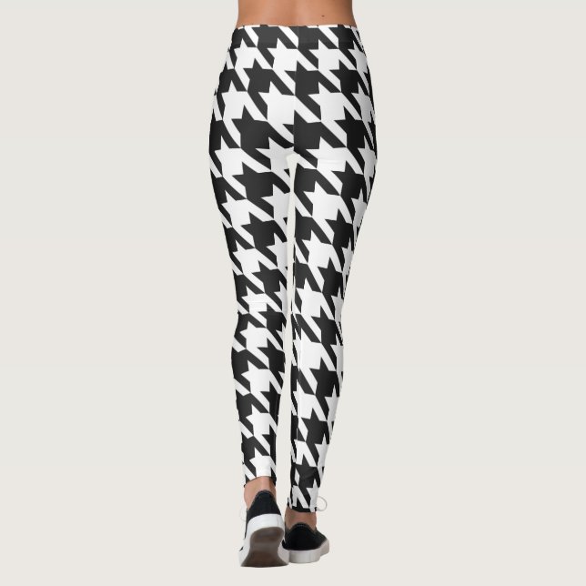 Legging Teste padrão preto e branco de Houndstooth (Verso)