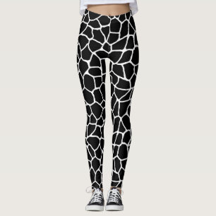 Legging Teste padrão preto e branco do animal do impress