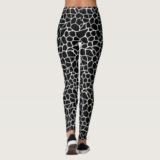 Legging Teste padrão preto e branco do animal do impressão (Verso)