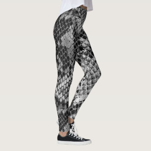 Legging Teste padrão preto e cinzento da pele de cobra