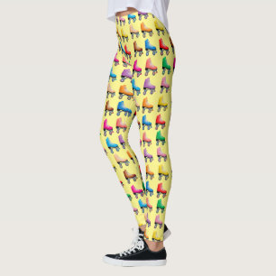 Legging Teste padrão retro colorido das lâminas do rolo