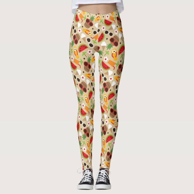 Legging Teste padrão sem emenda das férias tropicais (Frente)