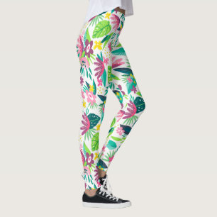 Legging Teste padrão sem emenda das flores tropicais