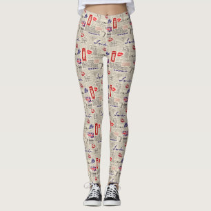 Legging Teste padrão sem emenda temático de Londres com