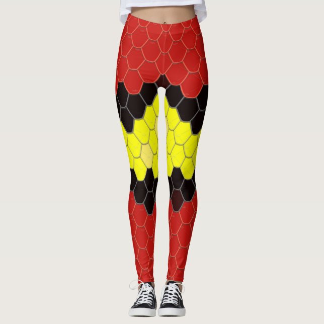 Legging Teste padrão sextavado caneleiras impressas (Frente)