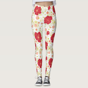 Legging Teste padrão tirado mão do hibiscus