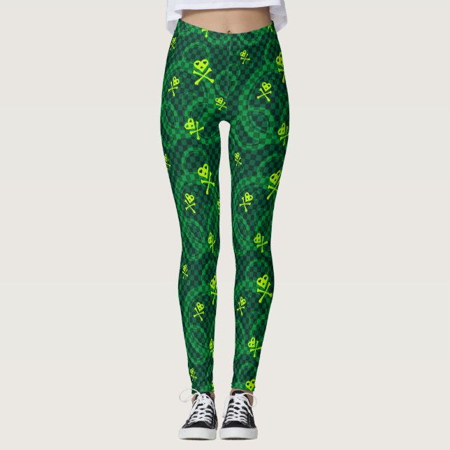 Legging Teste padrão verde de Emo com círculos (Frente)