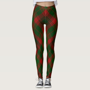 Legging Teste padrão verde vermelho da xadrez de Tartan do