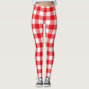 Legging Teste padrão vermelho e branco da verificação d
