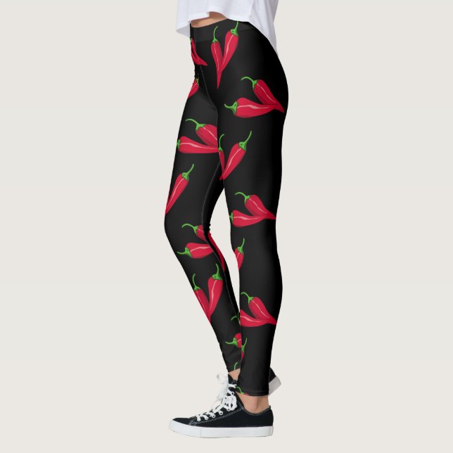 Legging Teste padrão vermelho picante do pimentão, (Esquerda)