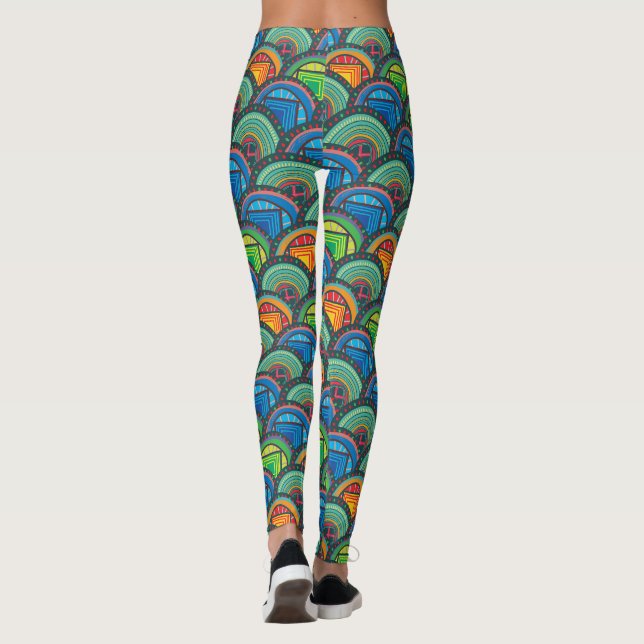 Legging Têxteis Africanos Vibrantes: Misturando Escalas de (Verso)