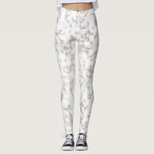Legging Têxteis Dourados de Rosa de Mármore Branco