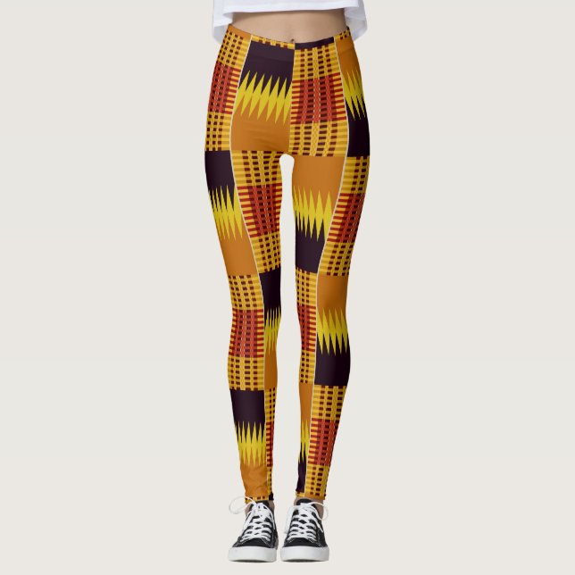 Legging Têxtil Cerimonial Africano do Kente (Frente)
