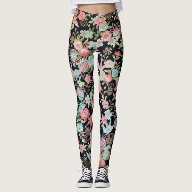 Legging Têxtil KIMONO Japonês, Padrão Floretal (Frente)