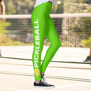 Legging Texto amarelo do costume da bola das caneleiras
