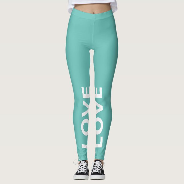 Legging Texto Clássico Monocromático de Teal Leve (Frente)