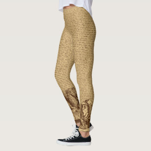 Legging Texto de Alice do vintage e beira Brown