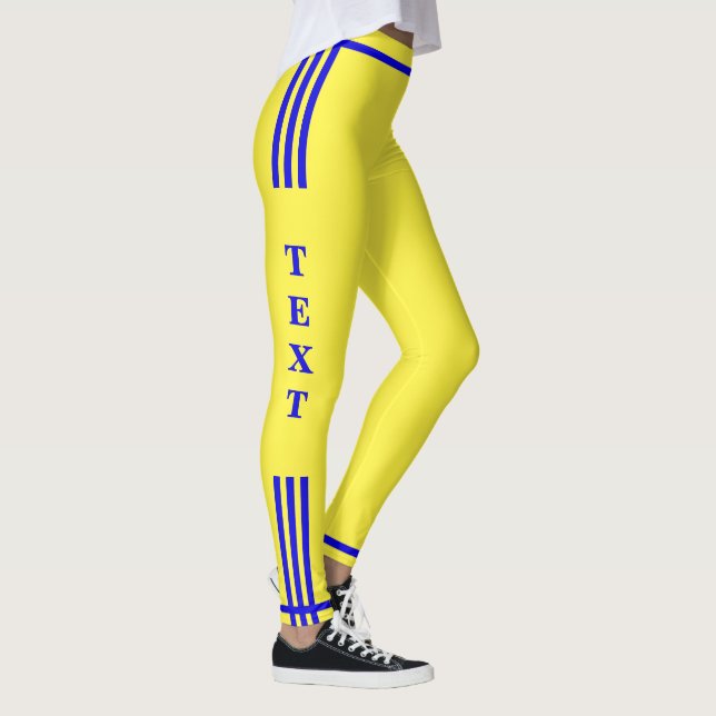 Legging Texto e cor personalizados das legendas amarelas d (Direita)