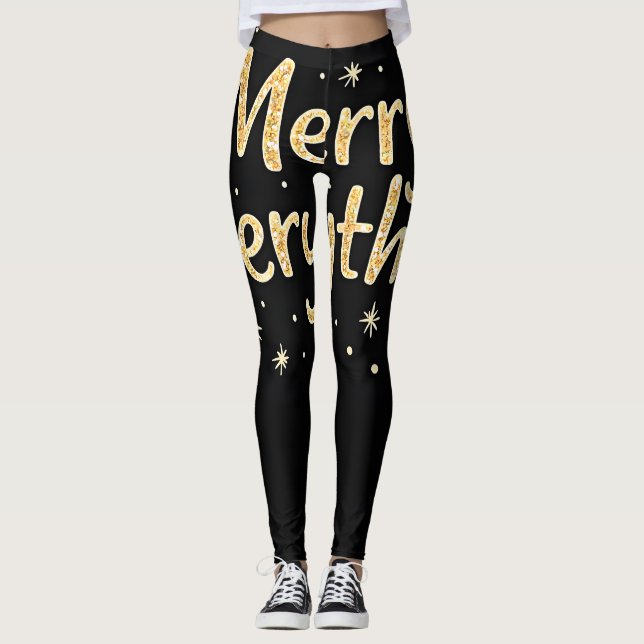 Legging Texto "Feliz tudo" da literia a preto (Frente)