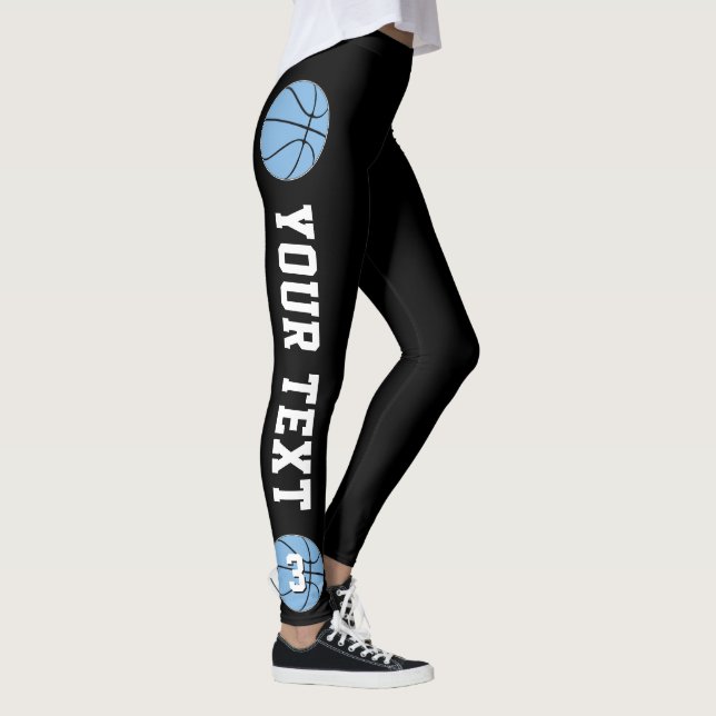 Legging Texto/Número Personalizado De Basquete Da Carolina (Direita)