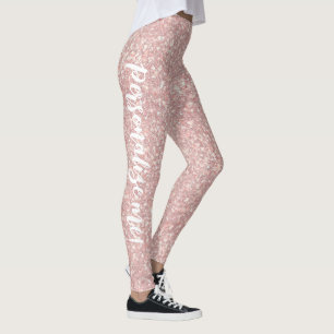 Legging TEXTO PERSONALIZADO COM Glitter Cor-de-Rosa Brilha