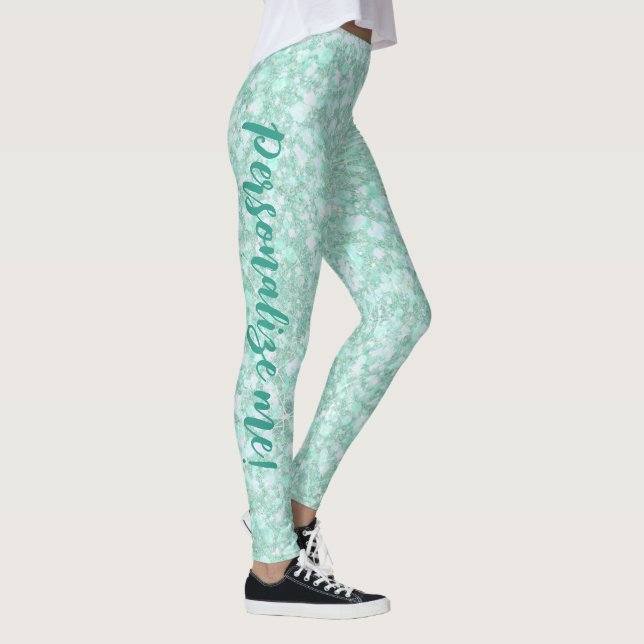 Legging TEXTO PERSONALIZADO DA Glitter Azul Cristal Molhad (Direita)