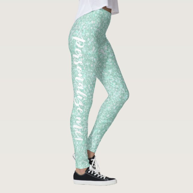 Legging TEXTO PERSONALIZADO DA Glitter Azul Cristal Molhad (Direita)