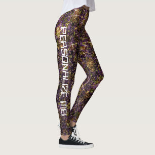 Legging TEXTO PERSONALIZADO DA Glitter Galáxica Dourada