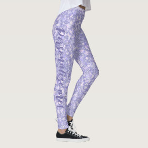 Legging TEXTO PERSONALIZADO DA Glitter Roxo Pálido do quer