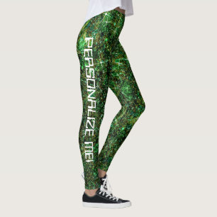Legging TEXTO PERSONALIZADO DA Glitter Verde do Geek Techn