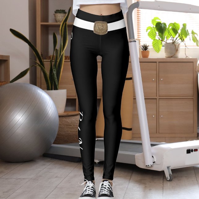 Legging Texto Personalizado de Amante de Animais Preto e B (Criador carregado)