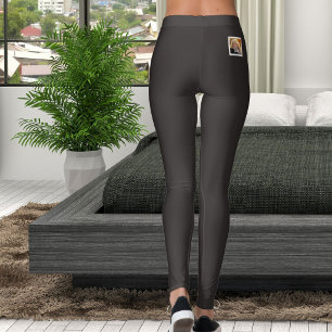 Legging Texto Personalizado Foto de Animal em Cinza Escuro