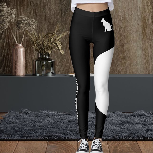 Legging Texto Personalizado Pet Preto e Branco Gatinha Mãe (Criador carregado)