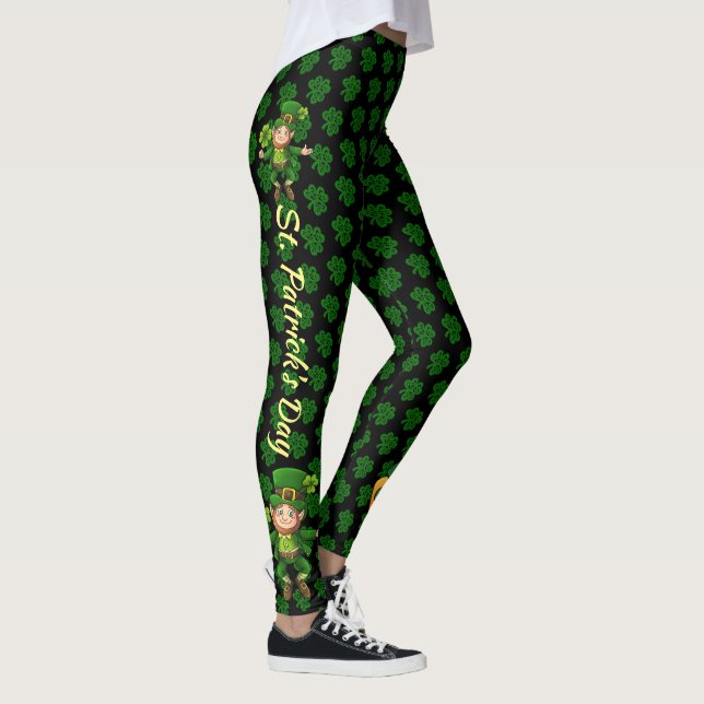 Legging Texto Personalizar Verde e Preto do Dia de São Pat (Direita)