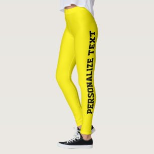 Legging Texto Preto Personalizado Athleisure Amarelo Brilh