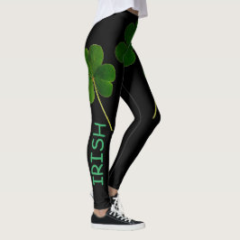 Legging Texto Verde do Shamrock Irlandês para 2020