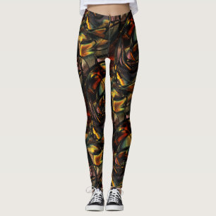 Legging Textura alarmante granulada, verde-ouro gravado